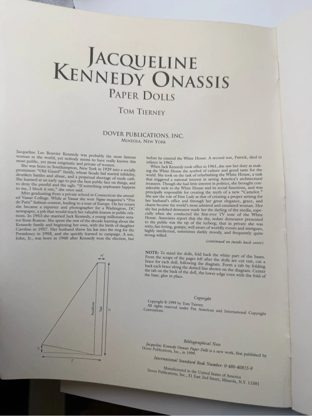 Jacqueline Kennedy Onassis Paper Dolls By Tom Tierney